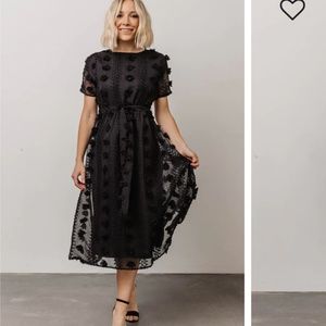 Darbi floral dot midi black dress